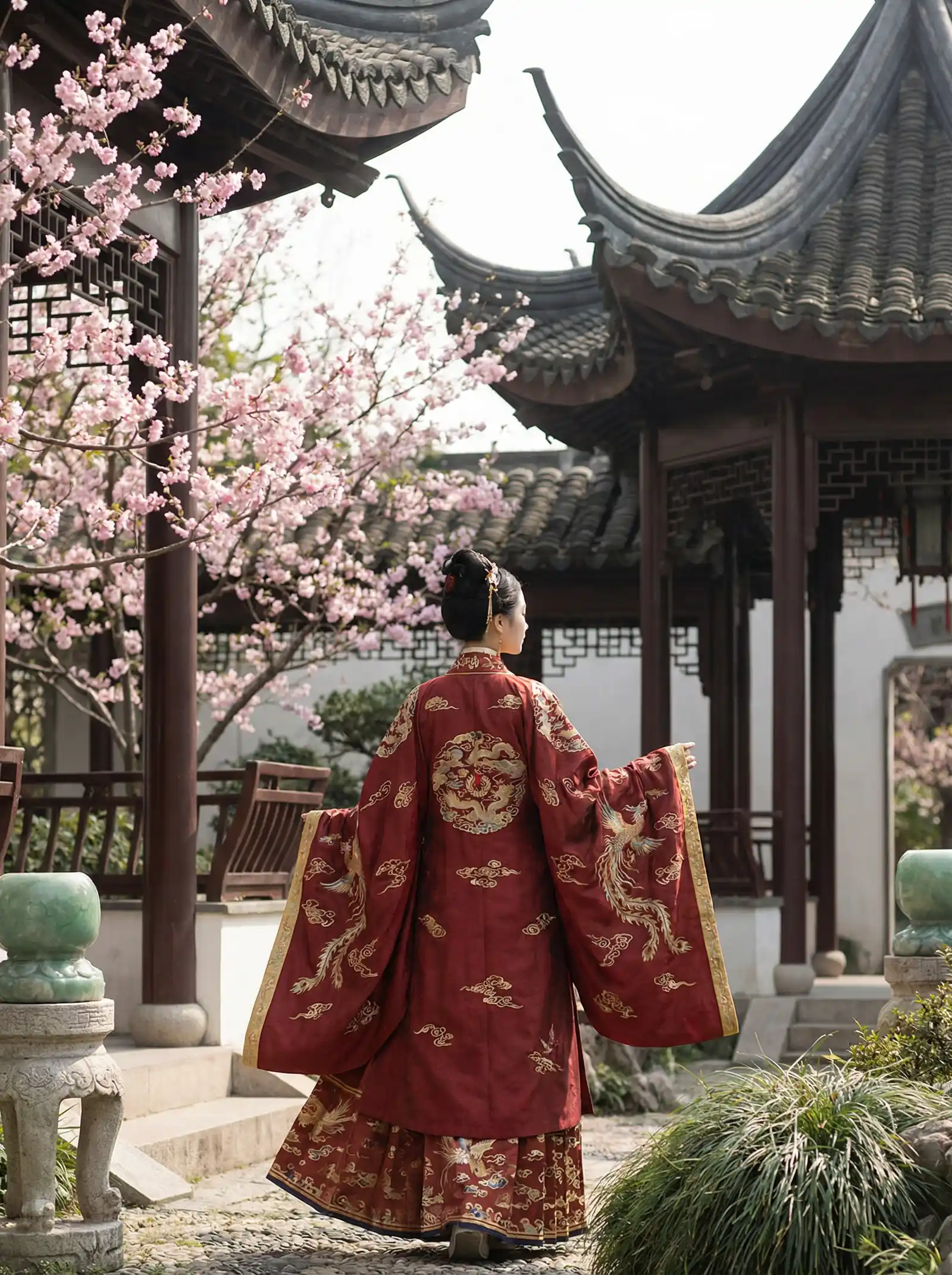 老么公拨灰系列11 明制汉服红色凤凰刺绣